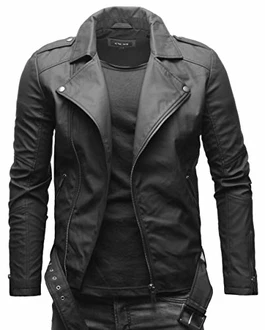 Crone Fynn Herren Biker Lederjacke Basic mit Gürtel und Reverskragen Crone Fynn Herren Biker Lederjacke Basic mit Gürtel und Reverskragen