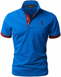 GNRSPTY Poloshirt Herren Kurzarm Polohemd Giraffe Stickerei Einfarbig T-Shirt S-XXL,Blau 2,M