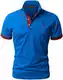 GNRSPTY Poloshirt Herren Kurzarm Polohemd Giraffe Stickerei Einfarbig T-Shirt S-XXL,Blau 2,M