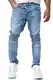 Elara Herren Jeans Slim Fit Hose Biker-Jeans Chunkyrayan 16517-Light Blue-32W / 32L