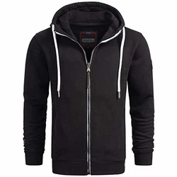 A. Salvarini Herren Sweatjacke Kapuzenpullover Jacke AS296 Schwarz (AS-296)