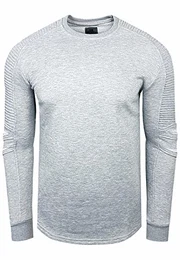Sweatshirt Herren Rundhals Biker Sweat-Shirt Streetwear Sweater Premium Basics Langarm Pullover 056, Farbe:Grau, Größe:M