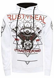 Rusty Neal Herren Sweatshirt Sweat-Shirt Printed Sweater Kapuzenpullover (148) Weiß (148)