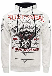 Rusty Neal Herren Sweatshirt Sweat-Shirt Printed Sweater Kapuzenpullover (148) Grau (148)