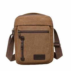 Vohoney Herren-Schultertaschen Umhängetasche Herrentasche Klein Crossbody Bag Handtasche Messenger Bag Handgelenktasche Canvas Vintage Shoulder Bag Braun
