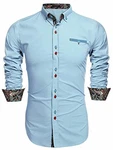Coofandy Freizeithemd Schlankes Fit für Herren hellblau
