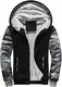 VSUSN Herren Kapuzenpullover mit Reißverschluss Langarm Kapuzenjacke Winter Warm Fleece-Innenseite Sweatshirt Plus Dicke Fleecejacke Sweatjacke Mit Kapuze(Armeegrau&Schwarz, M)