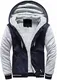 VSUSN Herren Kapuzenpullover mit Reißverschluss Langarm Kapuzenjacke Winter Warm Fleece-Innenseite Sweatshirt Plus Dicke Fleecejacke Sweatjacke Mit Kapuze(Dunkelblau&grau, M)