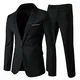 Allthemen Herrenanzug 2 Teilig Slim Fit Anzüge Business Hochzeitanzug für Männer Schwarz M