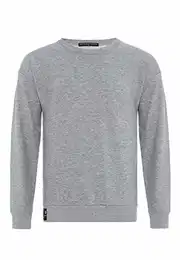Oversize Sweatshirt für Herren Pullover Sweater Longsleeve Premium Basic Real Grau M