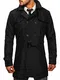 BOLF Herren Mantel Übergangsmäntel Trenchcoat Zweireihiger Reverskragen Herrenmantel mit Gürtel Stehkragen Regenmantel Freizeit Jacke Lange Elegant Style DJ Plus 0001 Schwarz M [4D4]