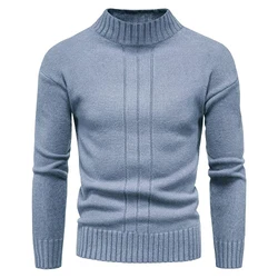 CELANDA Herren Strickpullover Warme Winter Rollkragenpullover Freizeit Slim Fit Basic Sweatshirt Longsleeve Pullover Solid für Männer Blau