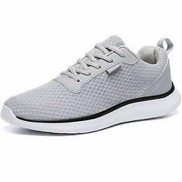 Laufschuhe Herren Leichte Atmungsaktiv Mesh Turnschuhe Schnüren Fitnessschuhe Sneaker HELLGRAU 43 EU