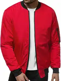 Herren Übergangsjacke Jacke Übergang Jacken Herbst Bomberjacke Stehkragen Kapuze Steppjacke Kapuzenjacke Leichte Outdoor Puffer Jacket Gepolstert 777/7968K ROT M