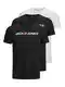 JACK & JONES Herren JJECORP Logo Tee SS Crew Neck 3PK MP T-Shirt, White/Pack:1Black 1Navy Blazer 1 White, M