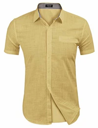 sommerhemd Herren leinen Slim fit Hemd Herren Freizeit kariert Button down