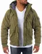 Young & Rich Herren Winterjacke mit Kapuze warm gefüttert JK-4003, Grösse:M, Farbe:Army-Grün