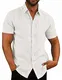 COOFANDY Herren Hemd Langarm Freizeithemd Leinenhemd aus Baumwolle Einfarbig Basic