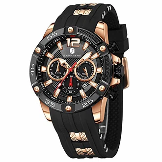 SAPPHERO Herren Uhr Quarzwerk 3ATM Multifunktional Design Sportliches Lässig Business Geschenk Uhren Schwarz