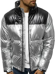 Herren Winterjacke Jacke Winter Farbvarianten Warm Bomberjacke Steppjacke Wintermantel Kunstfell Daunenjacke Leichte Jacket Outdoor Puffer Gepolstert 777/8838K/2 Silber M