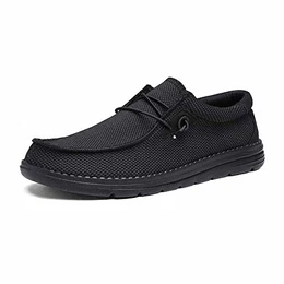 Herren Mokassins Flache Slipper Slip on Loafer Weich Comfort Klassische Schuhe,Size 41,Schwarz,BLS211