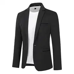 Herren Sakko Sportlich Modern Stretch Blazer Männer Slim Fit Freizeit Jackett Business Anzugjacke Schwarz M