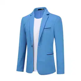 Herren Sakko Sportlich Modern Stretch Blazer Männer Slim Fit Freizeit Jackett Business Anzugjacke Hellblau M