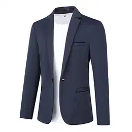 Herren Sakko Sportlich Modern Stretch Blazer Männer Slim Fit Freizeit Jackett Business Anzugjacke Dunkelblau M