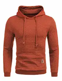 Herren Kapuzenpullover Hipster Gym Langarm Kordelzug Karierten Jacquard Pullover Hoodies M Orange