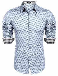 Herren Hemd kariert Langarm Shirt Hemden Slim fit Freizeit karohemden