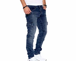 Styleko Herren Cargo Jeans Hose Stretch 8003 Dunkelblau