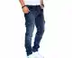 Styleko Herren Cargo Jeans Hose Herren Jeans Hose für Männer Jungen Regular Slim fit Denim Destroyed Jogger Freizeithose Casual Jeans Pants Jeans Herren Stretch  7 Taschen 8003 (Dark Blue, 32/32)