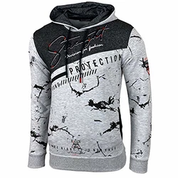 Baxboy Herren Pullover Hoodie Sweatjacke Longsleeve Sweatshirt Jacke Langarm Kapuzenpullover Hoody Sweater (2628) Grau