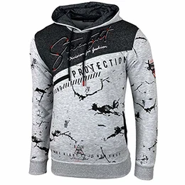 Herren Pullover Hoodie Sweatjacke Longsleeve Sweatshirt Jacke Langarm Kapuzenpullover Hoody Sweater 2628, Farbe:Grau, Größe:M