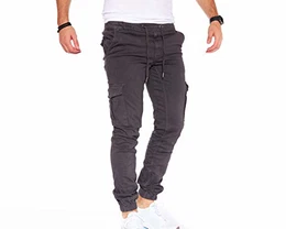 Herren Hosen Cargohose Herren Casual Slim Fit Cargohose aus Baumwolle Outdoorhose männer Chino Hose Freizeithose Jogging treckking Hose Sporthose 6 Taschen 8002 (Antracite- Elasten, 32)