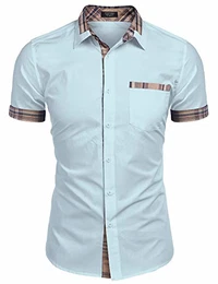 Herren Hemden Freizeit Slim fit Kurzarmshirt bügelfrei Casual Shirt
