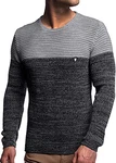 Carisma Herren Strickpullover Rundhals K-114 Grey-Navy