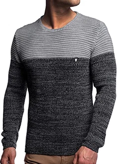 Carisma Herren Strickpullover Rundhals K-114 Grey-Navy