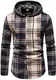 Herren Hemd Kapuzenhemd Kapuzenpullover Langramshirt Kariert Freizeithemd Spleißhülse Shirt (Beige Splice-A111, M)