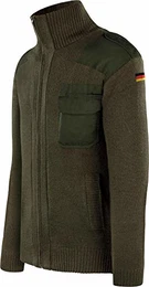 Bundeswehr Strickjacke aus Schurwolle mit Hoheitsabzeichen Deutschlandfahne BW Knitted Jumper Winterjacke nach TL Farbe Oliv Größe M