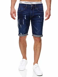 Herren Roberts Jeans Shorts mit 5 Taschen Herrenshorts Used Look für Männer Blue M
