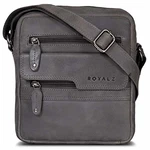 ROYALZ 'Oregon' Leder Umhängetasche Herren Klein Navy/Grau