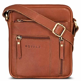 'Dallas' Kleine Umhängetasche Herren Leder Vintage Look Echtleder Männer Ledertasche Mini Schultertasche Herrenhandtasche Messanger Bag, Farbe:Texas Braun
