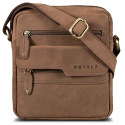 ROYALZ 'Oregon' Leder Umhängetasche Herren Klein Montana Braun