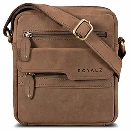'Oregon' Leder Umhängetasche Herren Klein Männer Ledertasche Vintage Herrenhandtasche Moderne Schultertasche Messenger Bag, Farbe:Montana Braun