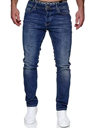 Jeans Herren Slim Fit Jeanshose Stretch Denim Hose Designer 1512 (36-32, 1512-02 Dunkelblau)