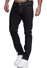 Jeans Herren Slim Fit Jeanshose Stretch Denim Hose Designer 1512 (34-32, 1512-01 Schwarz)