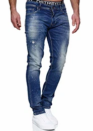 Jeans Herren Slim Fit Jeanshose Stretch Denim Designer Hose 1507(38W / 32L, 1507-2 Blau)