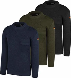 Bundeswehr Winterpullover aus Schurwolle nach Original TL mit Hoheitsabzeichen Deutschlandfahne BW Strickpullover Arbeitspullover Farbe Schwarz Größe M