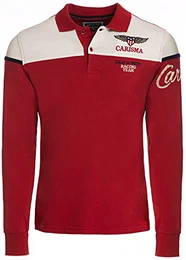 Casual Herren Longsleeve Langarmshirt Sweatshirt Langarm-Poloshirt Regular Fit mit hochwertiger Stickerei 3432 rot M